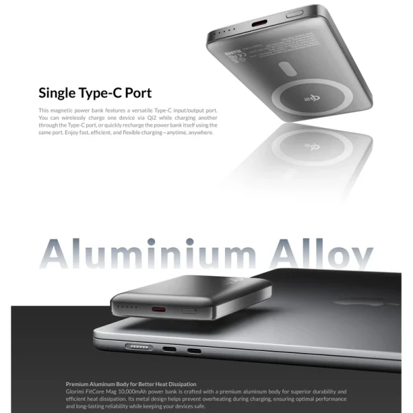 پاور بانک گلوریمی مدل Glorimi Power Bank FitCore Mag Qi2 10000mAh - Image 7